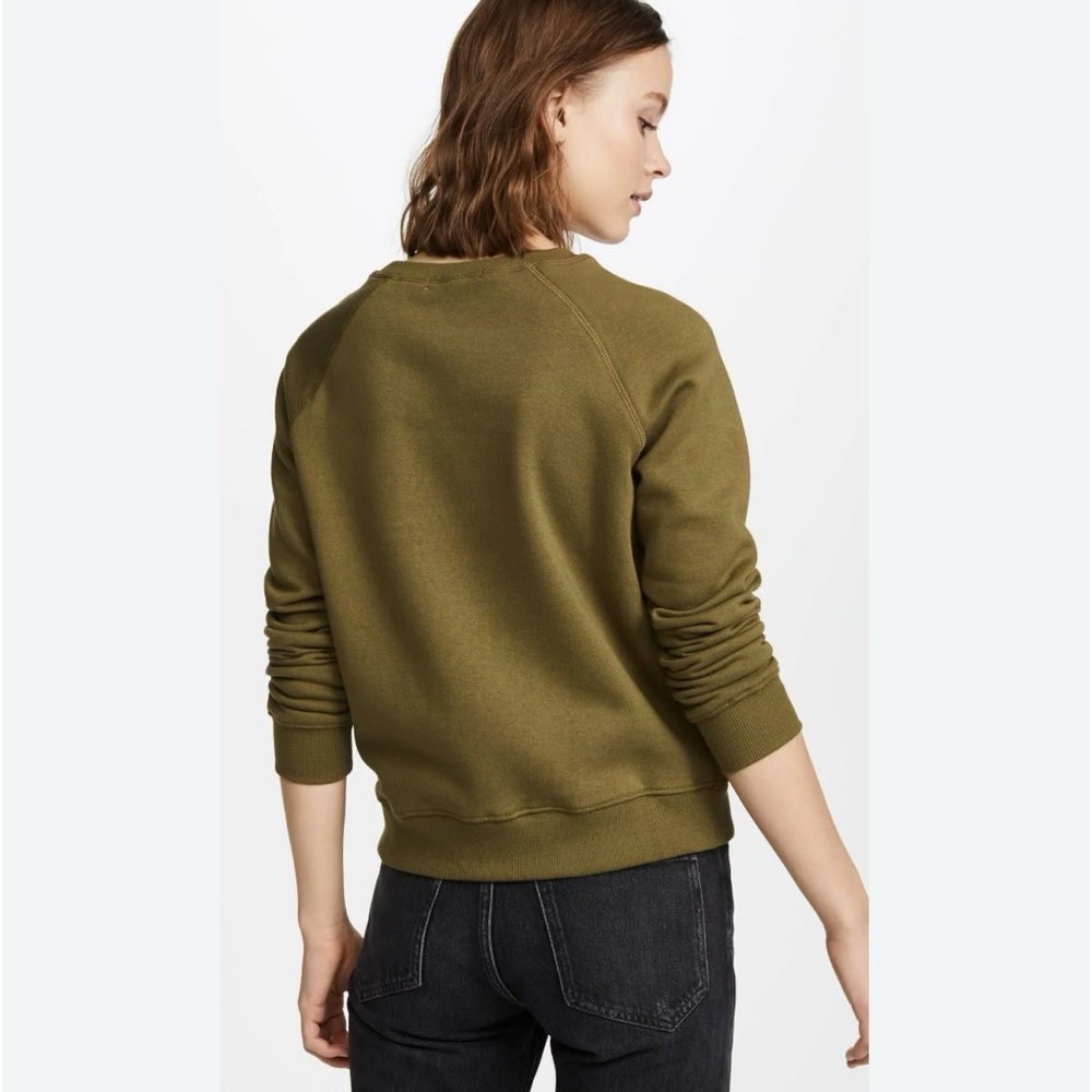 GUC Rebecca Minkoff Olive Green 'I Feel Love' Graphic Crewneck Sweatshirt SZ-S - Picture 4 of 13